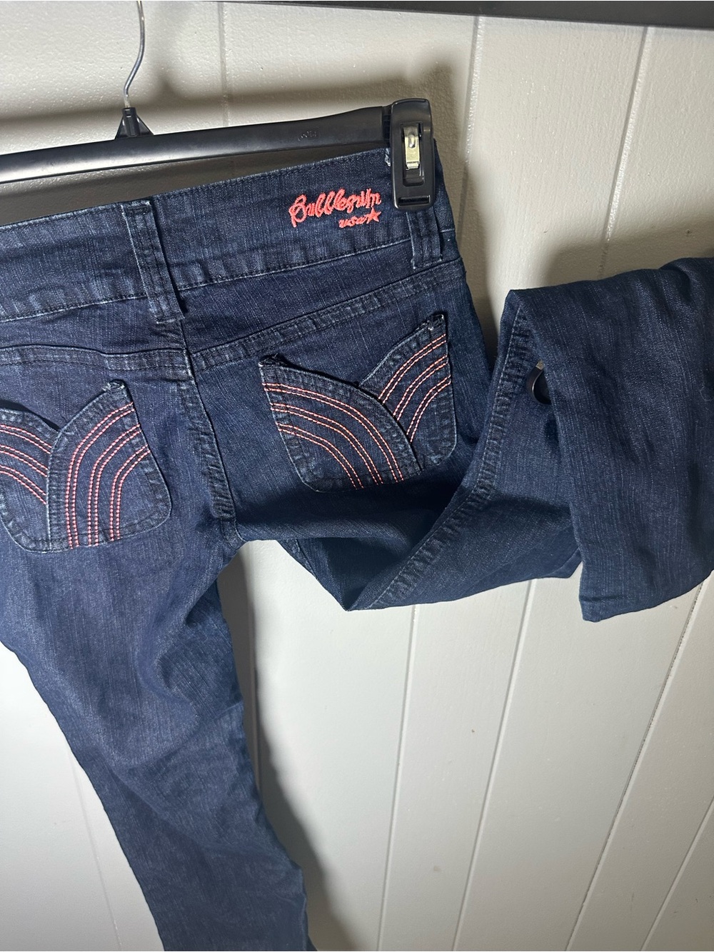 Y2K bubblegum USA flair Jeans size 7/8 with hot pink embroidered Stitching
